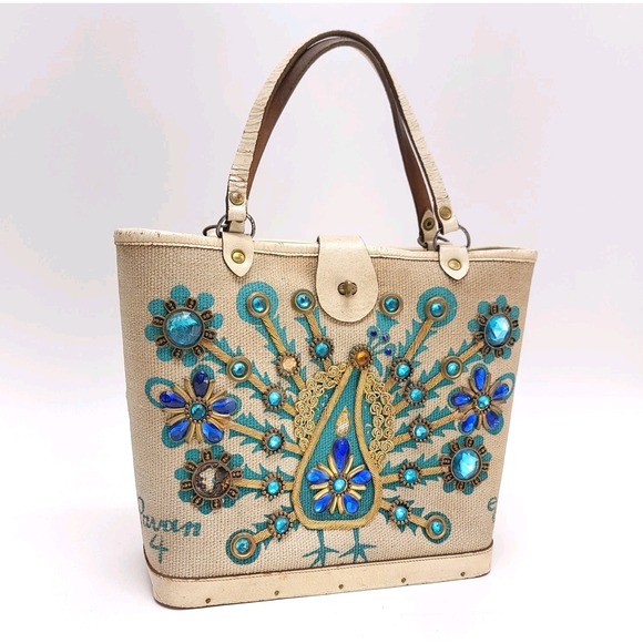 Enid Collins Handbags - Enid Collins Of Texas Vintage 1960s Purse Bag Pavan 4 Genuine Handbag